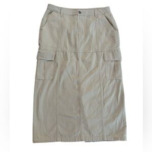 Et Clet Women's Beige Cream Cotton Cargo Midi Pencil Skirt Size M
